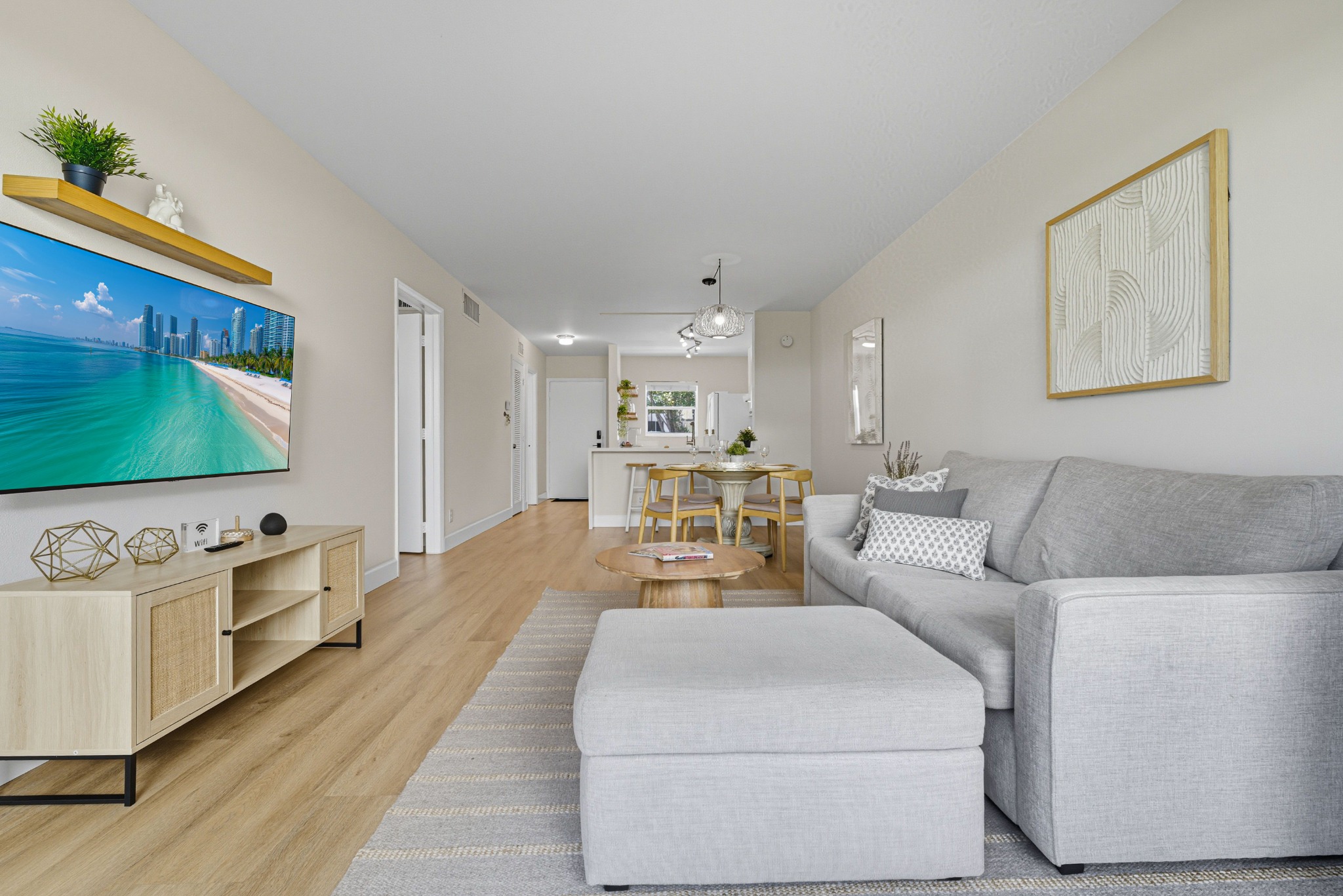 Bright dining area beside the living room